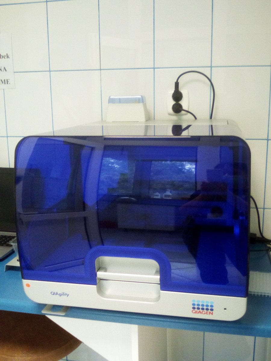Stacja pipetująca o nazwie QIAgility do automatycznego nastawiania reakcji PCR