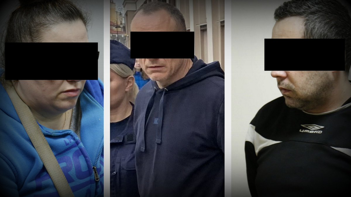 Kolaż zdjęć na których widać zatrzymane osoby przez policję.