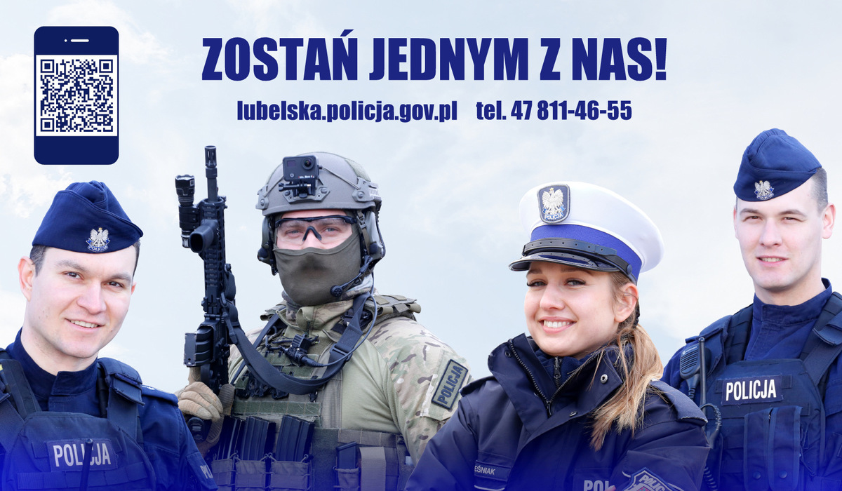 Baner zachęcający do wstąpienia w szeregi policji.