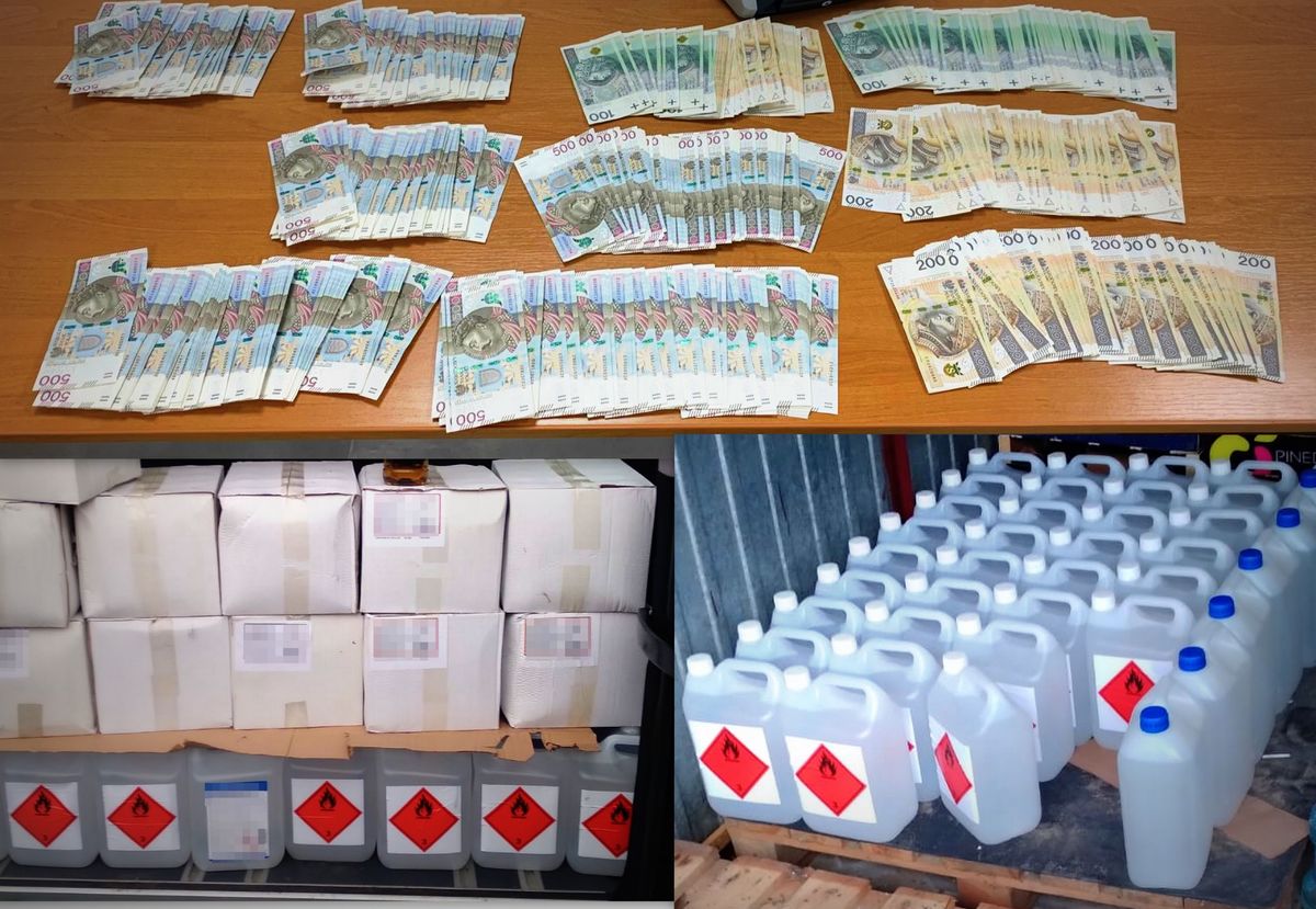 Zabezpieczone pieniądze oraz nielegalny alkohol.