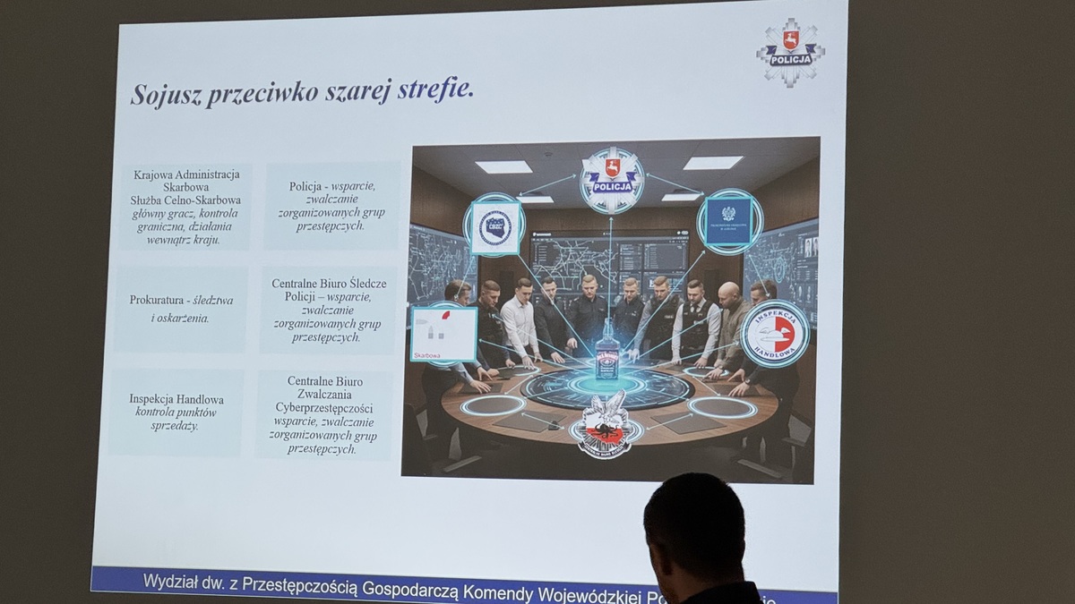 Slajd na którym widnieje napis sujusz przeciwko szarej strefie.