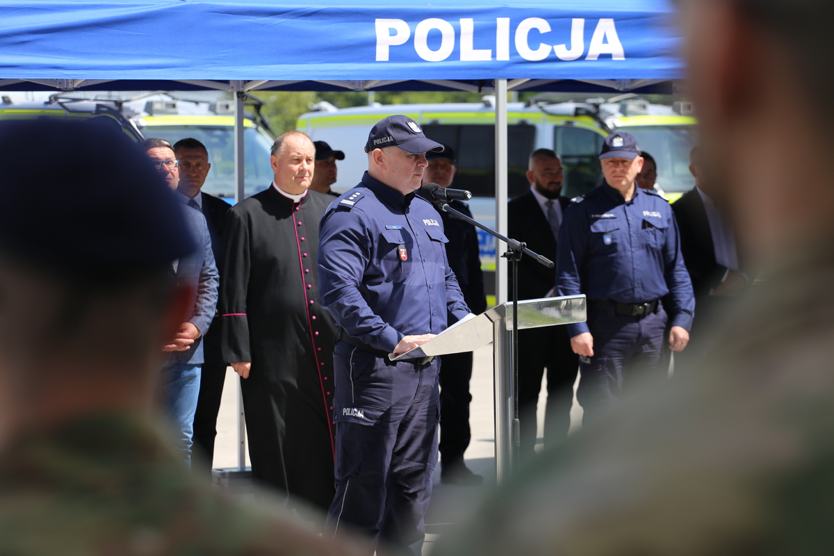 Komendant Wojewódzki Policji w Lublinie insp. Tomasza Gila podczas przemowy