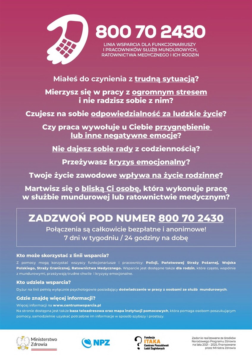 plakat dotyczący pomocy psychologicznej