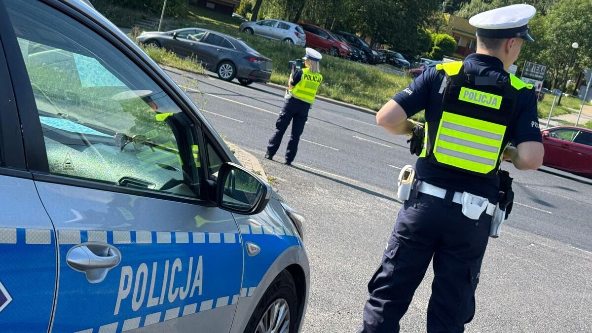 policjanci przy drodze 