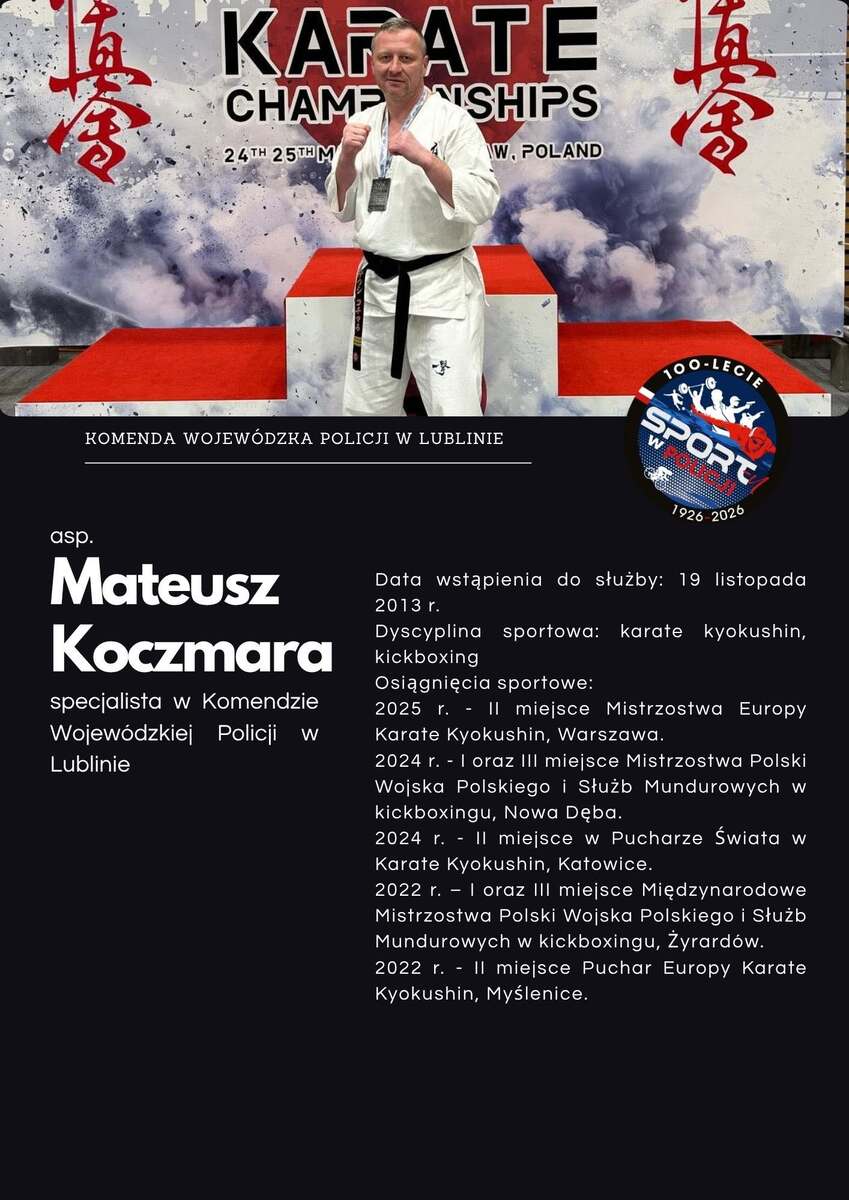 grafika przedstawiająca policjantkę oraz opis jej osiągnięć