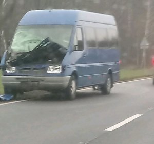rozbity bus po kolizji z łosiem