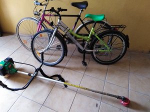 fot odzyskane rowery i podkaszarka do trawy