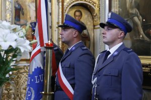 fot. poczet sztandarowy KWP w Lublinie podczas mszy świętej