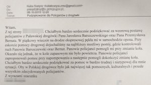 fot. podziękowanie od kierowcy