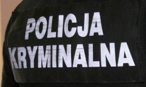 Napis &quot;Policja kryminalna&quot; na koszulce policjanta