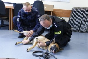 dwóch policjantów i pies służbowy