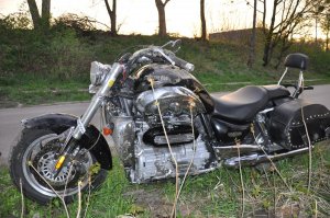 motocykl, który brał udział w wypadku drogowym