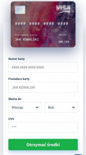 zrzut z ekranu telefonu - karta bankomatowa