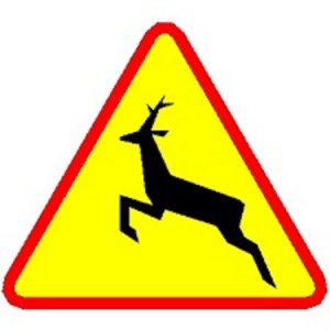 Znak: uwaga dzikie zwierzęta