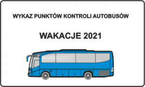 logo wykaz punktu kontroli autobusów. Namalowany na niebieskawo autobus.