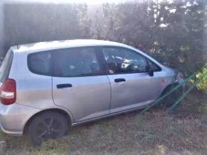 samochód wjechał w ogrodzenie