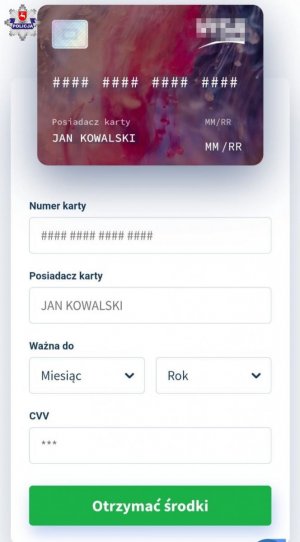 strona internetowa ze zdjęciem karty kredytowej