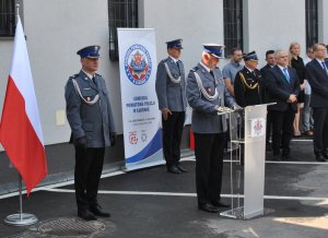 Komendant Powiatowy Policji w Łukowie, goście i policjanci