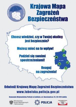 plakat dotyczący Krajowej Mapy Zagrożeń Bezpieczeństwa