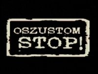 Napis Oszustom Stop na czarnym tle