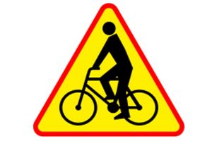 znak drogowy Uwaga rowerzysta