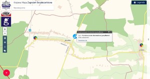 ekran aplikacji KMZB w miejscowości Krynka