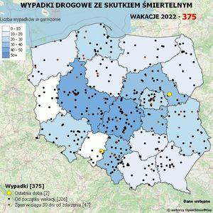 mapa wypadków śmiertelnych w Polsce