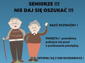 plakat profikatyczny dotyczący bezpieczeństwa seniorów,  jak nie dać się oszukać