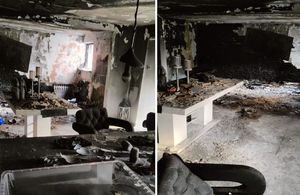 wnętrze domu po pożarze