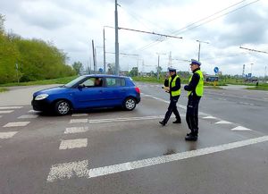 policjanci kontrolują pojazd