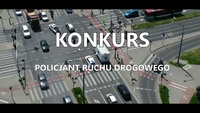Jedno z skrzyżowań w Lublinie z napisem konkurs Policjant Ruchu Drogowego.