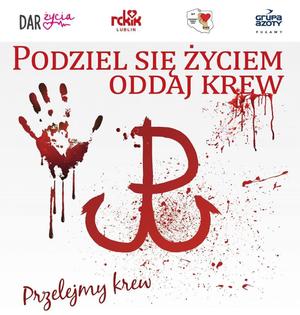 plakat inform,ujący o zbiórce krwi