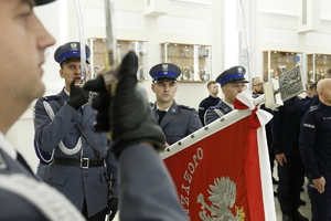 Policjanci z Pocztu Sztandarowego Lubelskiej Policji.