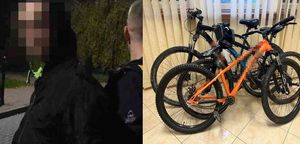 kolaż zdjęć zatrzymanego i skradzionych rowerów