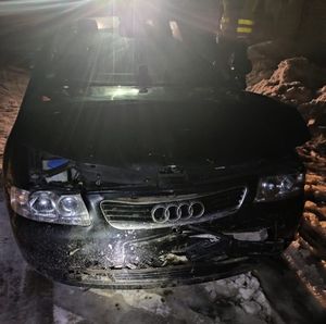 zniszczone Audi po wypadku