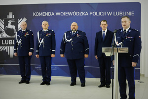 Komendant oraz zastępcy Komendy Wojewódzkiej Policji w Lublinie