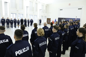 Uroczystości ślubowania nowych funkcjonariuszy w Komendzie Wojewódzkiej Policji w Lublinie.