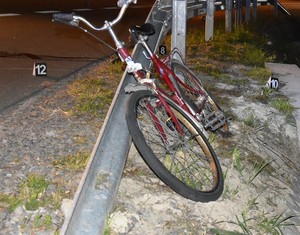 rower po wypadku na miejscu zdarzenia