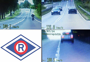 Kolaż zdjęć na których widać pojazdy poruszające się z niedozwoloną prędkością.