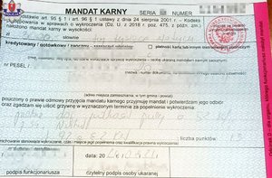 mandat karny na kwotę 3 tysięcy złotych