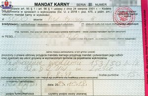 mandat karny dla kierowcy