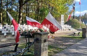 flagi pod pomnikiem w Wytycznie