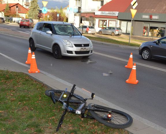 wypadek na drodze z udziałem cyklisty