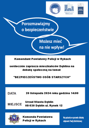 Plakat zapraszający na debatę społeczną