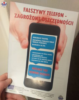 ulotka o tytule fałszywy telefon-zagrożone oszczędności