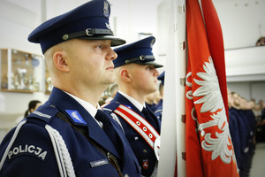 Funkcjonariusze Pocztu Flagowego Komendy Wojewódzkiej Policji w Lublinie.