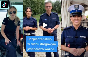 Kolaż zdjęć na których widać policjanta i policjantki z TikToka.