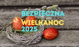 grafika świąteczna, koszyk wielkanocny i życzenia