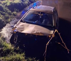 samochód osobowy w stawie