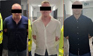 Kolaż zdjęć na których widać zatrzymanych mężczyzn